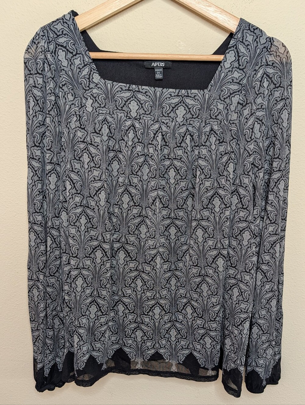 Apt. 9 Damask Print Square Neck Blouse - 2X